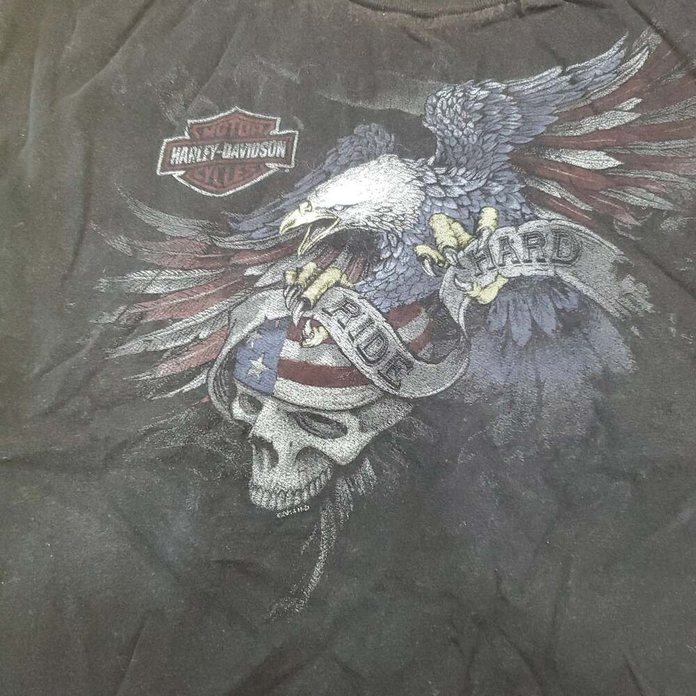 Harley Davidson Skull Ride Hard Sleeveless Shirt Men's L 2014 Black Chicago - Picture 2 of 8